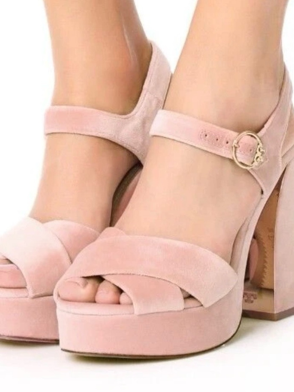 New Burch Blush Pink Suede Platform Loretta Velvet Ballet Pink Size 10